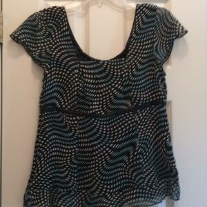 MILANO flirty black/turquoise/white pattern blouse